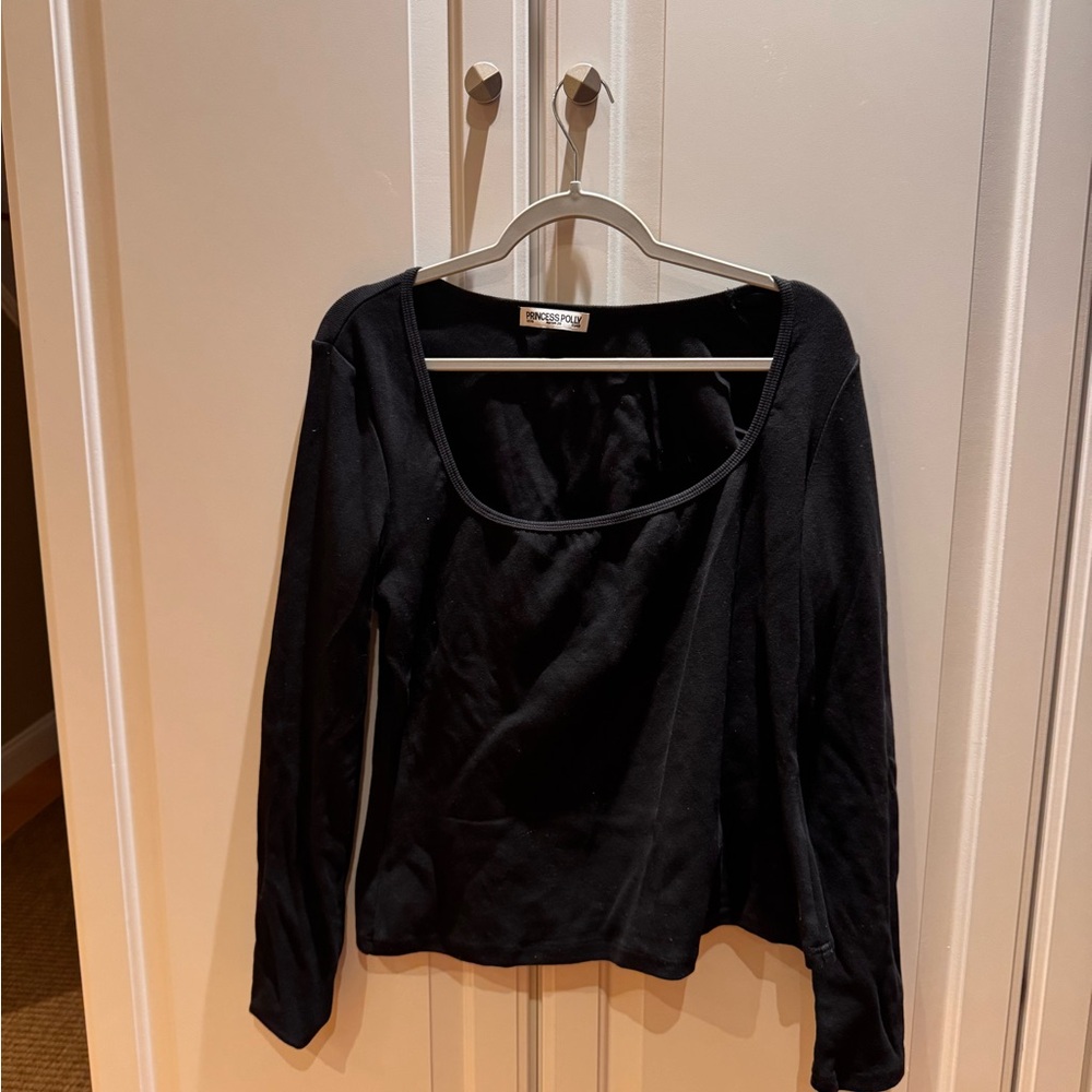 Princess Polly Black Fitted Long Sleeve Blouse